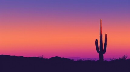 Majestic Saguaro Cactus Silhouette against Twilight Sky