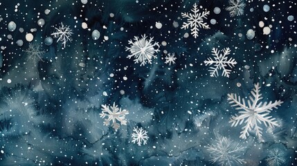 Enchanting Winter Snowflakes on Midnight Blue