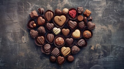 delectable assortment of chocolates arranged in a heart shape for World Chocolate Day