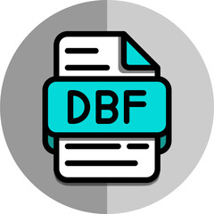 Dbf file type icons. format files extension symbol icon. with flat style and background.