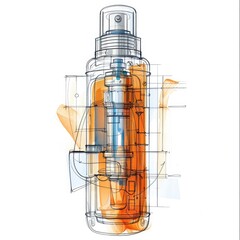 Transparent Illustration of a Modern Spray Perfume Bottle Design