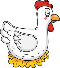 illustration of hen outline white on background vector