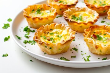 Mini Quiches with Chorizo and Melted Cheese in Phyllo Cups