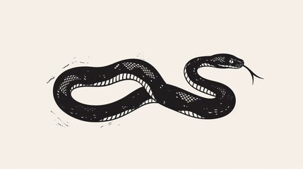 Obraz premium A snake silhouette is depicted, isolated on a white background.