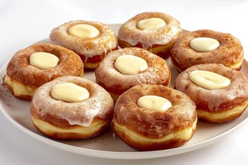 Air Fryer Doughnuts with Cinnamon Sugar and Vanilla Glaze Close-Up