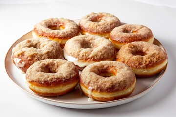 Obraz na płótnie Canvas Light and Fluffy Air Fryer Doughnuts with Cinnamon Sugar