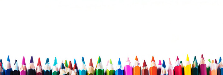 Color Pencil, panoramic horizontal bottom border wallpaper,  Equipment for creating art inspired by