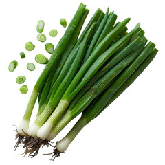 Obraz premium Fresh organic green onion vegetable. Use it in salads, soups, stews, and stir-fries.