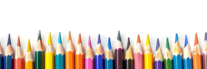 Color Pencil, panoramic horizontal bottom border wallpaper,  Equipment for creating art inspired by