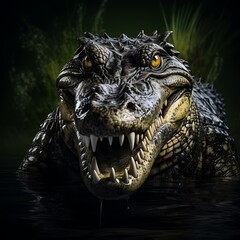 Obraz premium A Crocodile Isolated Against a Serene Background: Solitude in the Wild