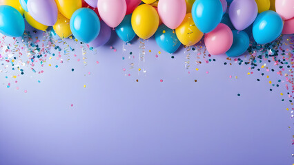 Obraz premium colorful balloons isolated on pastel background, party concept balloons background, AI generated