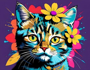 cat with flower