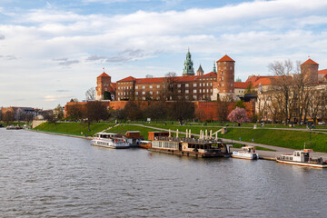 Wawel Castle and Vistula river. Krakow, Poland.