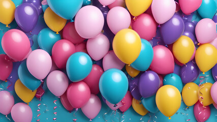 Fototapeta na wymiar colorful balloons isolated on pastel background, party concept balloons background, AI generated