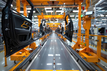 Modern Car Factory, automated car production line, Vehicle Assembly