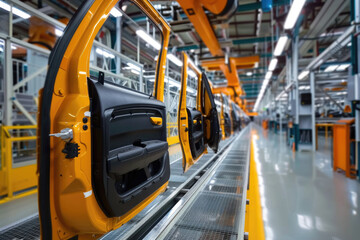 Modern Car Factory, automated car production line, Vehicle Assembly