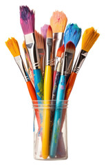 Fototapeta premium PNG Stack of color artist paint brushes tool white background arrangement. AI generated Image by rawpixel.