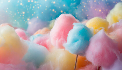Colorful cotton candy in soft pastel color background, romantic pastel texture background