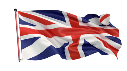 The flag of the United Kingdom of Great Britain and Northern Ireland isolated on a transparent background