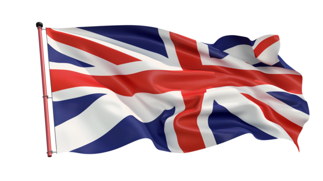 The flag of the United Kingdom of Great Britain and Northern Ireland isolated on a transparent background