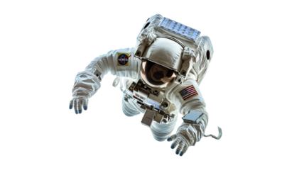 Explore the Universe with this Astronaut isolated on a transparent background