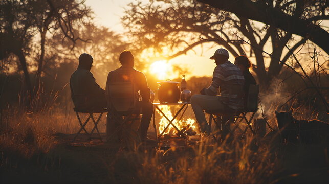 Camping in der Natur - Freund Campen zusammen - Urlaub Wallpaper - Abenteuer Urlaub Illustration - Ai-Ki generiert