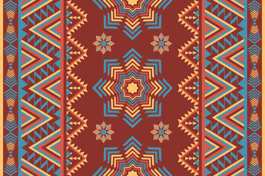 Native American Indian seamless pattern, Navajo, tribal fabric, Traditional Aztec ornament, Ethnic, illustration design