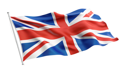The flag of the United Kingdom of Great Britain and Northern Ireland isolated on a transparent background