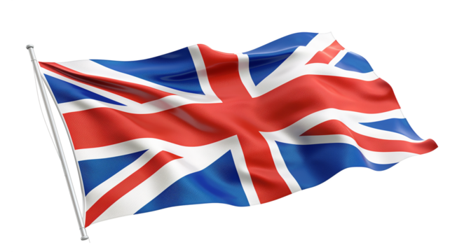 The flag of the United Kingdom of Great Britain and Northern Ireland isolated on a transparent background