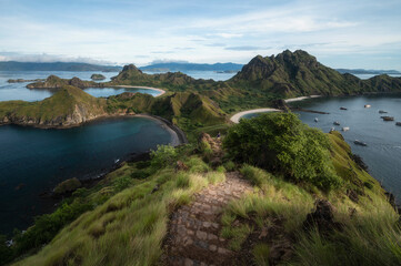 Obraz premium Sunrise over Padar Island, a beautiful island view after a hike, Komodo Island, Labuan Bajo, Indonesia