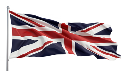 The flag of the United Kingdom of Great Britain and Northern Ireland isolated on a transparent background