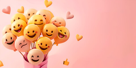 Emoji balloons with hearts and smiles: "Joy in the Air | Celebrating Smiles and Success"
