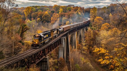 Valley Railroad Bridge: Train Approaching the Arch-Shaped Bridge Over Ohio's Cuyahoga