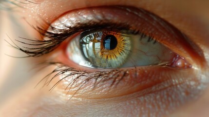 Naklejka premium Conjunctiva in Focus: Close-up of Eye and Conjunctival Sac for Ophthalmology and Care, featuring