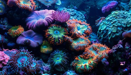 Fototapeta premium The fractal patterns visible in coral reefs under shallow waters