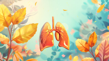 Clean lungs without lung pollution Symbol of healthy lifestyle and clean air ecology with water background

