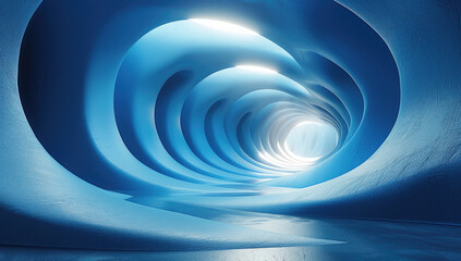  Abstract blue background with swirling lines and curves, creating an otherworldly atmosphere. Created with Ai