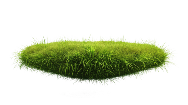 Floating circle grass field isolated on a transparent background