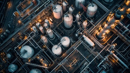 Aerial View of a Petrol Chemical Processing Plant and Storage Facility