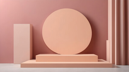 Minimalistic podium for product display on peach background