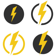 flash thunder power icon, flash lightning bolt icon with thunder bolt - Electric power icon symbol - Power energy icon sign in filled, thin, line, outline and stroke style for apps and website