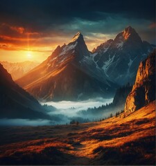 dawn in the mountain range