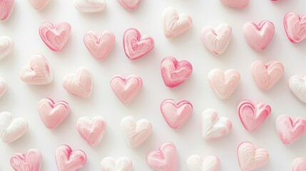 Fototapeta premium Lovely pastel pink heart pattern on white background for Valentine s Day designs