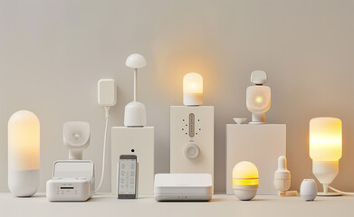Product display for energy-efficient tech gadgets, such as LED lamps, smart thermostats, or...