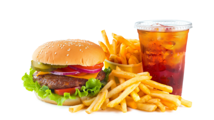 Food Burger Fries Drink isolated on a transparent background