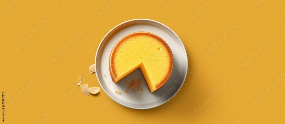Wall mural pieces of yellow cake on a plate - Wall murals