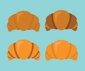 Croissant icon set. Flat set of croissant vector icons for web design isolated