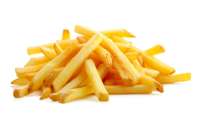 Freshly Prepared French Fries isolated on a transparent background