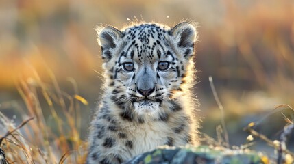 Snow Leopard Cub in Natural Habitat