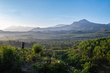 Mountains of the rainforest during sunrise. Mountain landscape in Phuoc Binh National Park